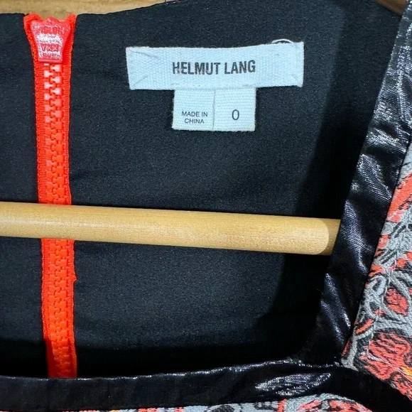 Helmut Lang Asymmetric Neon Orange Floral Medallion Jacquard Printed Mini Dress - Picture 6 of 6